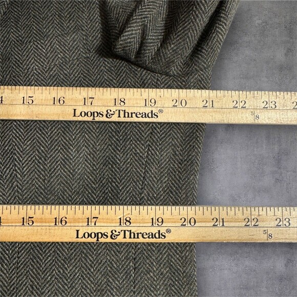 Vintage LANDS END TWEED WOOL Mens Blazer 40L Sport Coat Jacket Green Herringbone - Picture 11 of 14